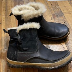 MERRELL suede and leather shearling boot black